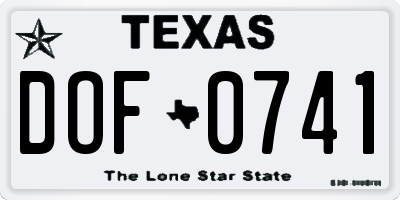 TX license plate DOF0741