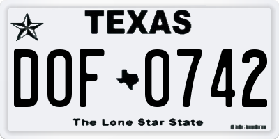 TX license plate DOF0742