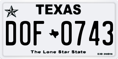 TX license plate DOF0743