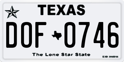 TX license plate DOF0746