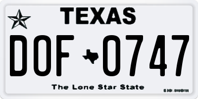 TX license plate DOF0747