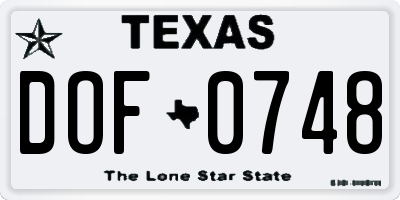 TX license plate DOF0748