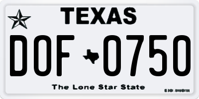TX license plate DOF0750