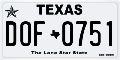 TX license plate DOF0751
