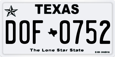 TX license plate DOF0752