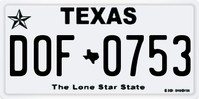 TX license plate DOF0753