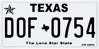 TX license plate DOF0754
