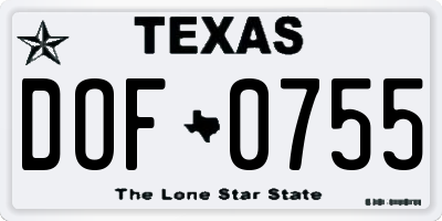 TX license plate DOF0755