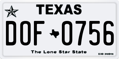 TX license plate DOF0756