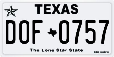 TX license plate DOF0757