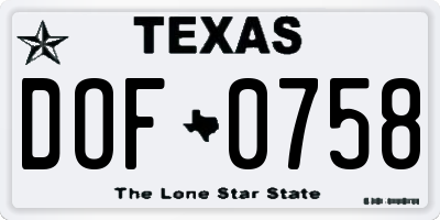 TX license plate DOF0758