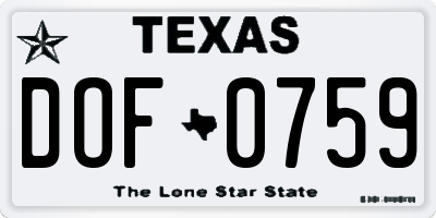TX license plate DOF0759
