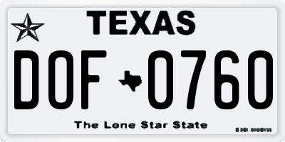 TX license plate DOF0760