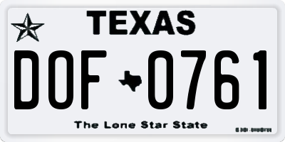 TX license plate DOF0761
