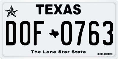 TX license plate DOF0763