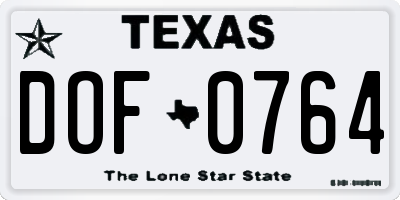 TX license plate DOF0764