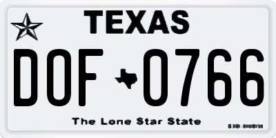 TX license plate DOF0766