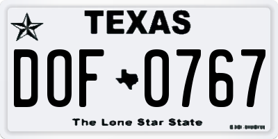 TX license plate DOF0767