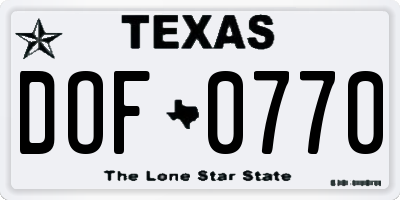 TX license plate DOF0770