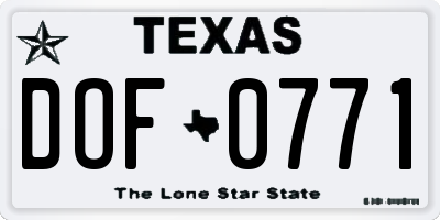 TX license plate DOF0771