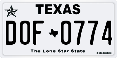 TX license plate DOF0774