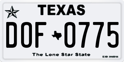 TX license plate DOF0775