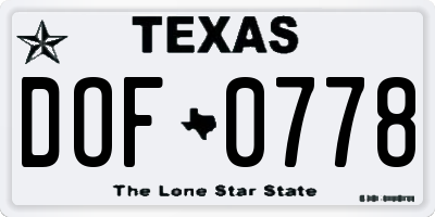 TX license plate DOF0778