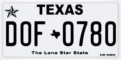 TX license plate DOF0780