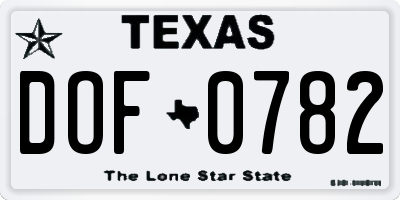TX license plate DOF0782