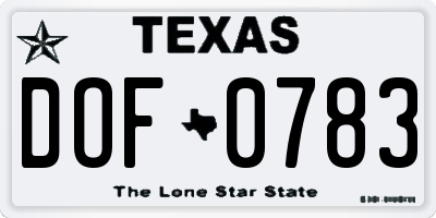 TX license plate DOF0783