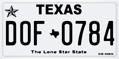 TX license plate DOF0784