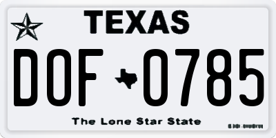 TX license plate DOF0785