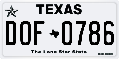 TX license plate DOF0786