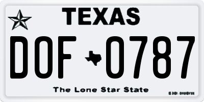 TX license plate DOF0787