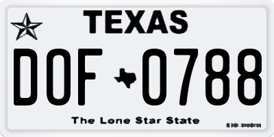 TX license plate DOF0788