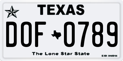 TX license plate DOF0789