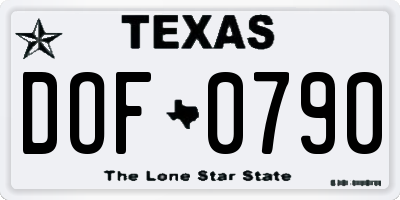 TX license plate DOF0790