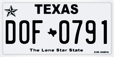 TX license plate DOF0791