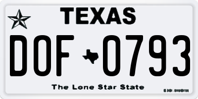 TX license plate DOF0793