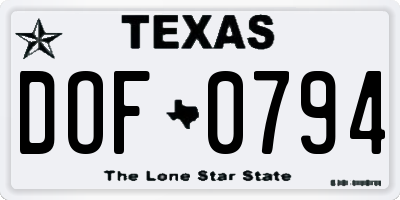 TX license plate DOF0794
