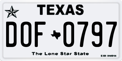 TX license plate DOF0797
