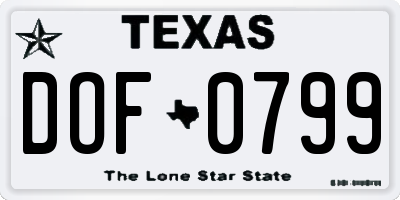 TX license plate DOF0799