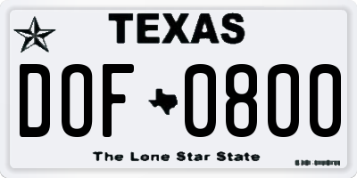TX license plate DOF0800
