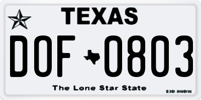 TX license plate DOF0803