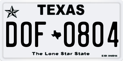 TX license plate DOF0804