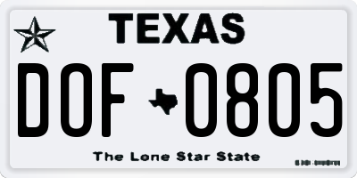 TX license plate DOF0805