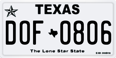TX license plate DOF0806