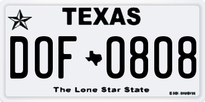 TX license plate DOF0808