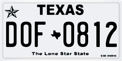 TX license plate DOF0812