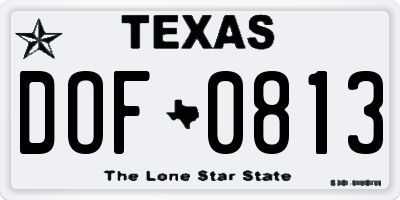 TX license plate DOF0813